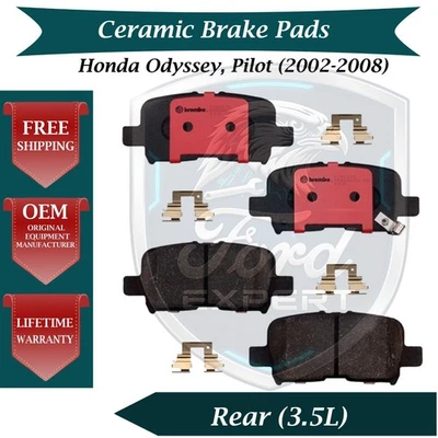 Kit de pastillas de freno traseras de cerámica Brembo OEM para Honda Pilot Odyssey 2002-2008 Foto 1 de 4