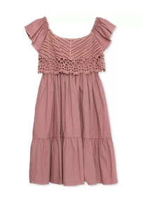 Speechless Big Girls Cotton Crochet Babydoll Dress - Picture 1 of 11