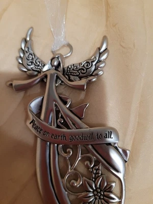 Adorno Ángel Peltre o Podría Ser Colgante Grande 4" Alto Vacaciones Navidad Foto 1 de 4