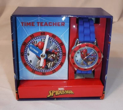 Reloj Pulsera Marvel Spider-Man Time Teacher Niños Ajustable Banda Azul Reloj Analógico Nuevo en Caja Foto 1 de 4