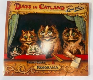 Vintage Days in Catland Louis Wain Panorama Book Father Tuck 1991 Reproduction - Picture 1 of 15