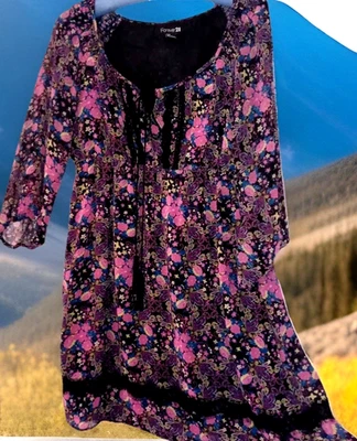 Forever 21 Dress S/P Boho Silky Cottagecore Floral Y2K Whimsigoth Fairy Sundress - Image 1 of 4