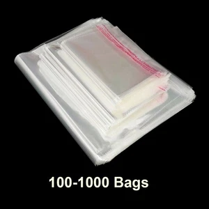 Clear Poly Bags Plastic Opp Cellophane Bags Open Flat Packing T-Shirt Apparel - Picture 1 of 7