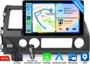 Apple Carplay Coche Estéreo GPS Navegación Radio WIFI Para Honda Civic 06-11 Android 13 CAM - Imagen 1 de 20