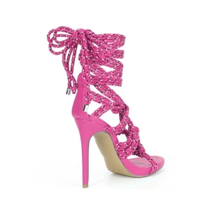 Steve Madden Fiore Ankle Tie Pink Sandalen geknotet um den Knöchel gewickelt st - Bild 1 von 8
