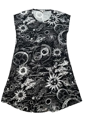 Johnny Was Allover Printed Jersey Knit Cap Sleeve Nightshirt Size Small - Image 1 of 4