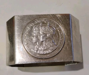 Antique Sterling Silver Octagonal Napkin Ring Commutative coin King George VI - Picture 1 of 7