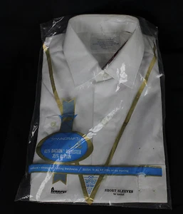 Vtg Towncraft Shirt Mens Mod Retro MCM Hipster Dacron Poly White 14 Store Stock - Picture 1 of 3