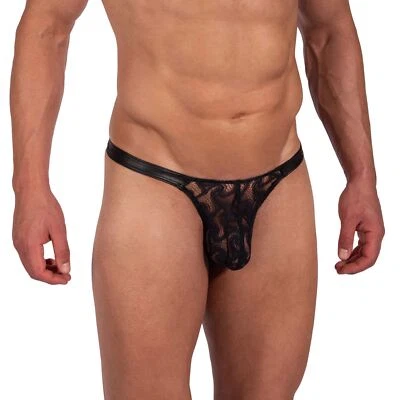 Manstore M2390 Tower String mens underwear thong brief lace pouch vegan leather - Image 1 of 2
