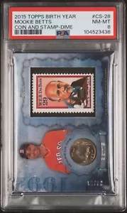 2015 Topps Mookie Betts #cs-28 SP Coin & Stamp /50 PSA 8 - Picture 1 of 2