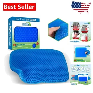 Almohadilla para glúteos azul grande: cojín de gel extra grueso en forma de S para soporte para ciática y cadera - Imagen 1 de 9