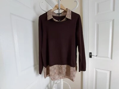 Tunic "Adrianna Papell"Printed Twofer Sweater Brown Mix Colour Size: XL - Image 1 of 4