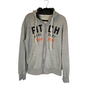 VTG Abercrombie & Fitch Zip Up Muscle Hoodie Mens Size XL Gray Distressed Casual - Picture 1 of 10