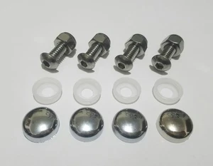 4 Marco de etiqueta de placa de licencia IMPORTACIÓN Sujetadores métricos Tornillos Pernos Cubierta de tapas cromadas - Imagen 1 de 2