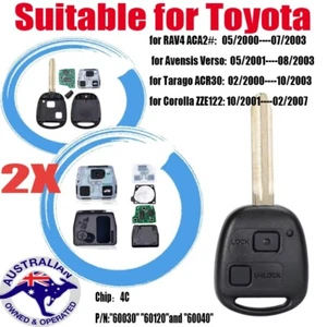 2X60030 Remote Key Fob Suitable for Toyota Corolla Rav4 Tarago Avensis Verso 4C - Picture 1 of 4