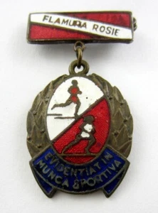 Insignia deportiva del Premio Rumanía Socialista bandera roja - Imagen 1 de 5