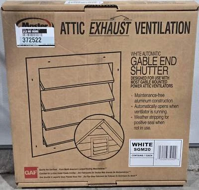 MASTERFLOW GAF Master Flow Aluminum Automatic Shutter Gable Louver Vent SGM20 19.25 in. x 1
