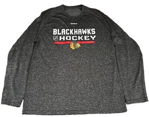 NHL Reebok Blackhawks Hockey Team Logo Long Sleeve T-Shirt Mens X-Large - Picture 1 of 8