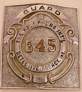 Vintage Wm. J. Burns Detective Agency Guard Badge Chas. Greenblatt No. 645 - Picture 1 of 4