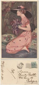 ILLUSTRATOR - T. CORBELLA - ARTIST SIGNED - GLAMOUR - LADY - TRAVEL 1920 -70351 - Picture 1 of 1