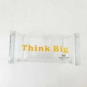 Portatarjetas de visita Simon Designs de cristal óptico (THINK BIG), letras doradas... Nuevo - Imagen 1 de 11