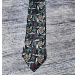 Corbata geométrica vintage hecha en EE. UU. 100 % gris seda - Imagen 1 de 6