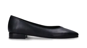 Women vegan ballerina flat sandal black solid elegant apple skin with square toe - Picture 1 of 13