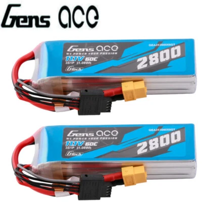2X Gens Ace G-Tech 2800mAh 11.1V 60C 3S Lipo Akku XT60 Stecker Für RC Helicopter - Bild 1 von 4