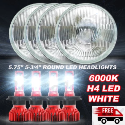 For Buick GS 455 1970-1972 Round 4pcs 5-3/4 5.75" inch LED Headlight Hi/Lo Beam Foto 1 de 4