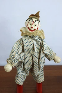 Vintage 1930s Schoenhut Humpty Dumpty Circus Wood CLOWN 7" Blue Polka Dot - Picture 1 of 6