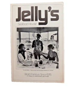 VTG Jelly's Seafood House Menu Virgin Islands B/W Photo Cover No Date Drawn Map - Picture 1 of 4