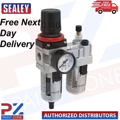 Sealey  SA2001  Air Line Compressor Pressure Filter Regulator + Gauge 3/8" BSP - Image 1 of 4