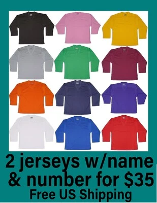 DOS camisetas de práctica de hockey sobre hielo por $35 con nombre y número ENVÍO GRATUITO Foto 1 de 3