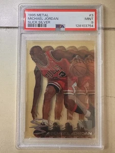 1995 Metal Slick Silver Michael Jordan Insert Card #3 of 10 Mint PSA 9 - Bild 1 von 4