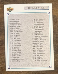 Upper Deck 1991-92 Checklist 101-200 #200 NHLPA Hockey NHL Player Team Card - Picture 1 of 2