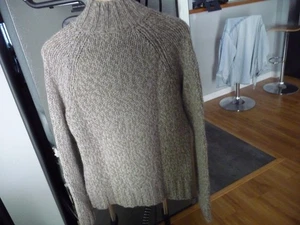 EAGLES EYE ALPACA WOOL BLEND MOCK NECK GREY/BEIGE CHUNKY SWEATER SIZE LARGE - Picture 1 of 7