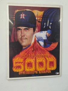 Nolan Ryan Autographed 5000 Strikeouts Poster 18 x 24 Signed by Artist Ron Lewis - Picture 1 of 3