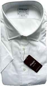T.M. Lewin Size 18in / 46cm Short Sleeve Shirt BNWT White Regular Fit 100 New - Picture 1 of 4