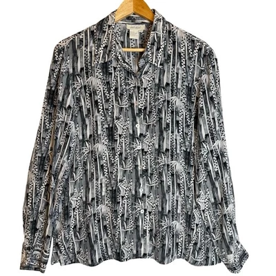 VTG Lord Taylor Silk Blouse Womens Sz 14 Romantic Whimsygoth Black Artsy Office - Изображение 1 из 4