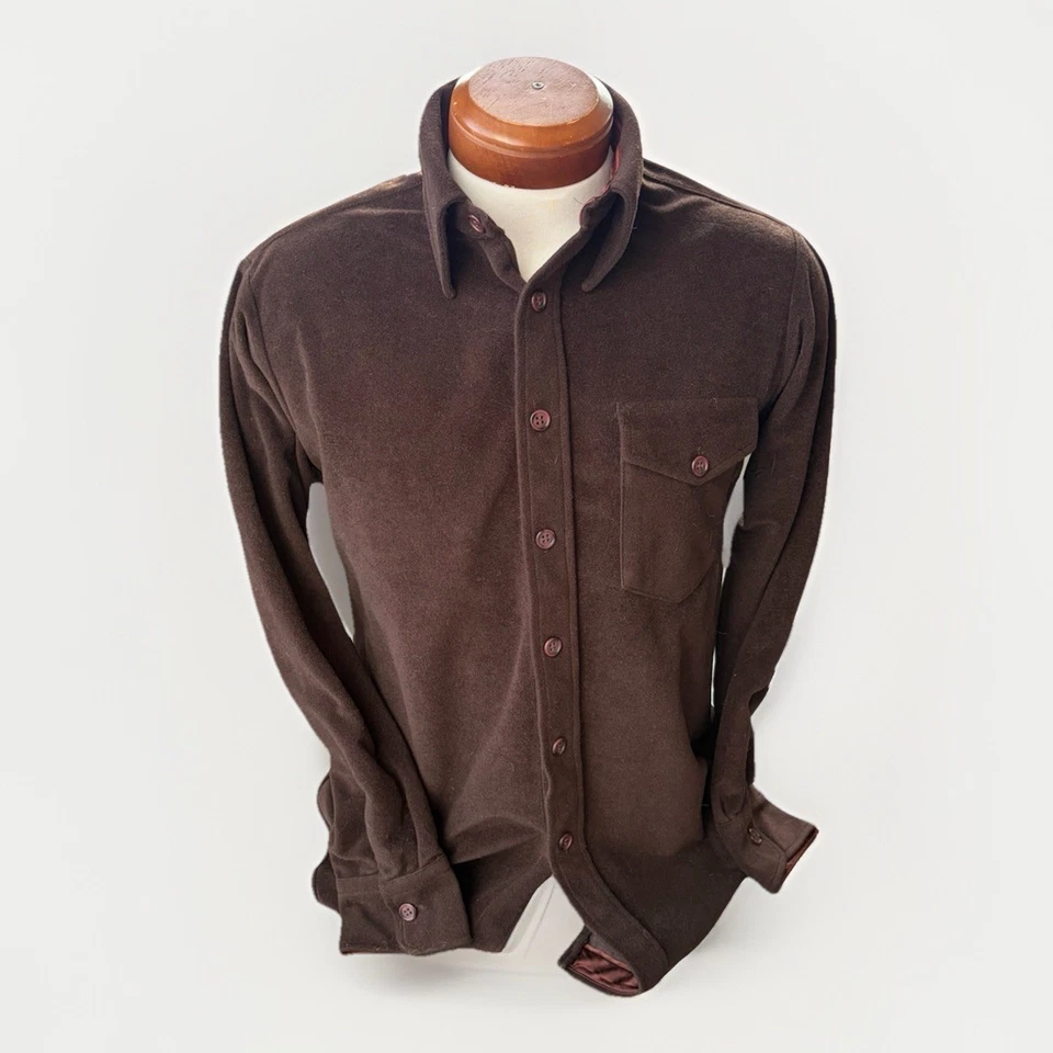 Camisa retro vintage Lee de fieltro marrón de terciopelo con botones talla M manga larga para hombre Foto 1 de 4