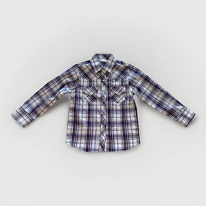 Camisa occidental a cuadros Cumberland Outfitters púrpura perla botón a presión 4T - Imagen 1 de 7