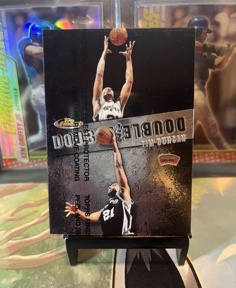 2000 01 Tim Duncan Topps Finest Double Doubles Card #D7 27A - Image 1 of 2