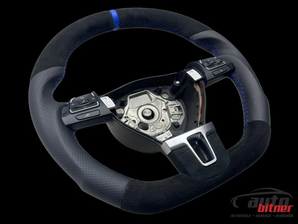 AUSTAUSCH Lenkrad Leder Alcantara Vw Passat B6 B7 3C CC Multifunktion Abgeflacht - Bild 1 von 4