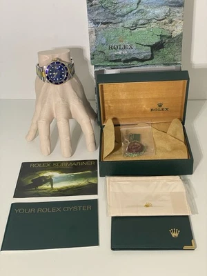 Rolex Submariner 16613 Gold And Silver Oyster oversized Bracelet w/ Blue Bezel - Image 1 of 4