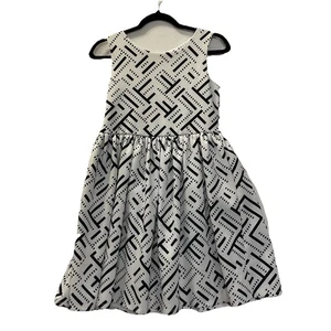 Pippa & Julie Girls Dress Size 14 White Black Geo Print Sleeveless Party Lined - Picture 1 of 10