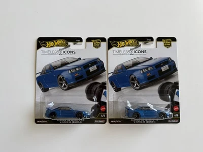 Hot Wheels Timeless Icons Nissan Skyline GT-R V-Spec II BNR34 - ¡Lote de 2! Foto 1 de 4