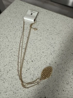 Collar Style & Co Tono Dorado Doble Capa Extra Largo $29.50 Nuevo con Etiquetas Foto 1 de 4