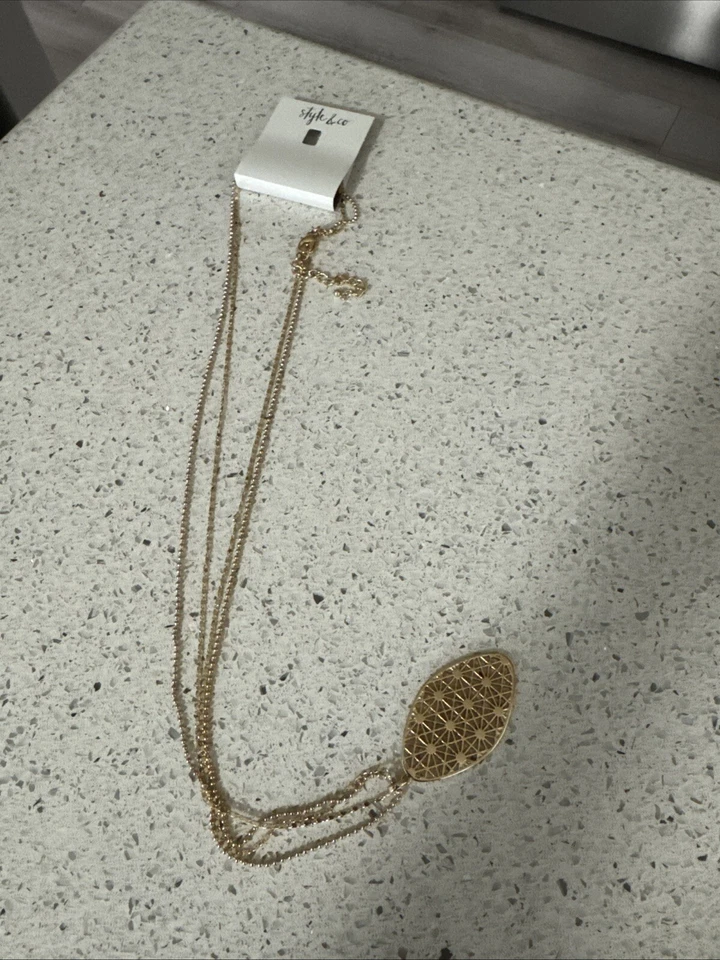 Collar Style & Co Tono Dorado Doble Capa Extra Largo $29.50 Nuevo con Etiquetas Foto 1 de 4