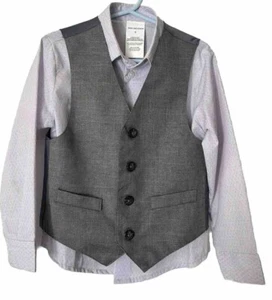 Van Heusen Boys Size 4 Dress Shirt & Vest Lavender & Gray Good Condition - Picture 1 of 4