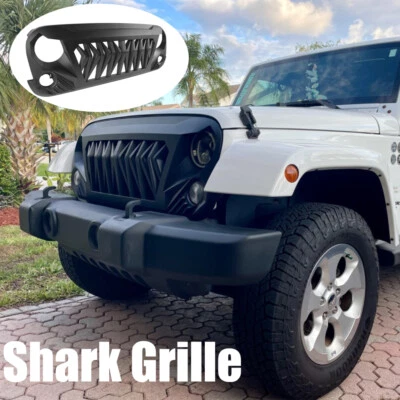 黑色 ABS Gladiato 鲨鱼格栅烤架适用于吉普牧马人 JK 2007 - 2018(肌肉) — 第 1/4 张图片